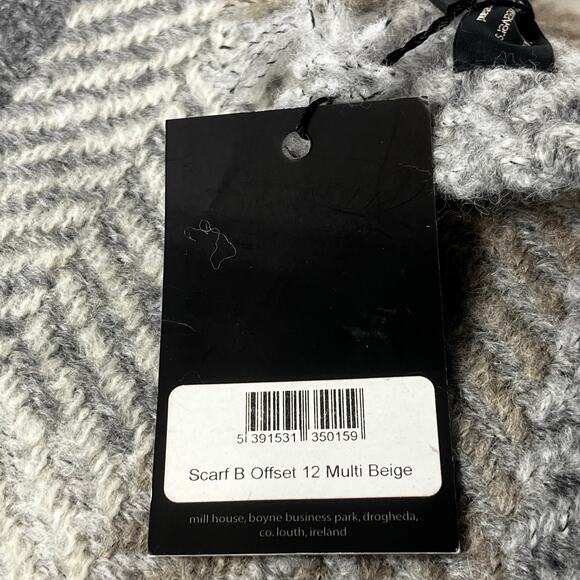 NWT John Branigan Scarf B Offset 12 Multi Beige Chevron/ Herring Bone - Picture 4 of 6